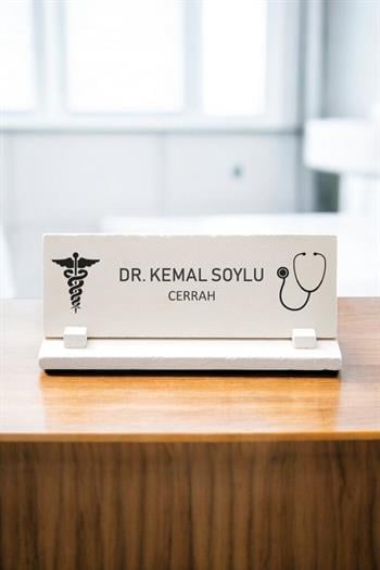 Doktorlara Özel Hediye Doğal Taş Masa İsimliği
