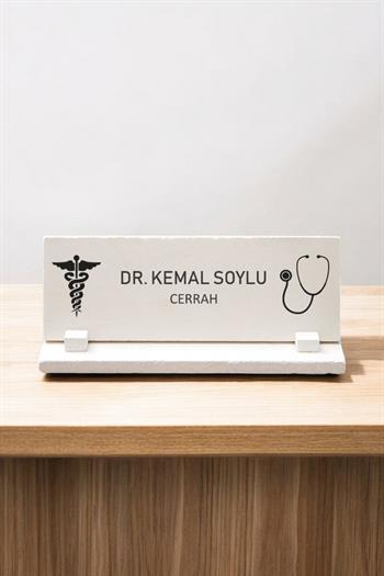 Doktorlara Özel Hediye Doğal Taş Masa İsimliği
