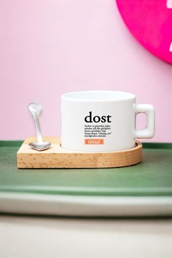 Dost Kelime Anlamı Ahşap Altlıklı Fincan