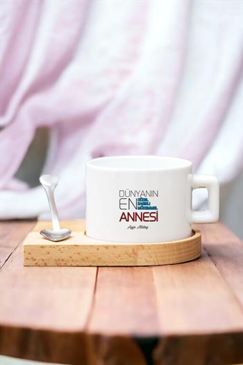 Dünyanın En İyi Annesi Ahşap Altlıklı Fincan