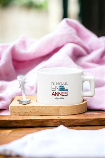 Dünyanın En İyi Annesi Ahşap Altlıklı Fincan