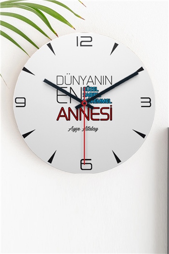 Dünyanın En İyi Annesi Ahşap Duvar Saati