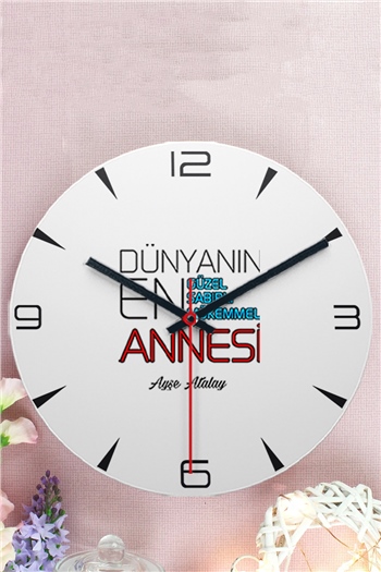 Dünyanın En İyi Annesi Ahşap Duvar Saati