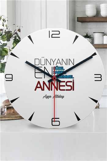 Dünyanın En İyi Annesi Ahşap Duvar Saati