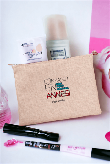 Dünyanın En İyi Annesine Hediye Keten Bez El Çantası