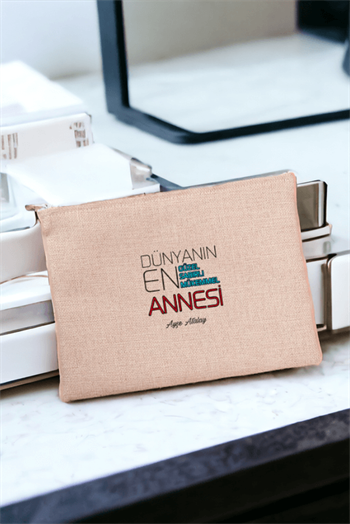 Dünyanın En İyi Annesine Hediye Keten Bez El Çantası