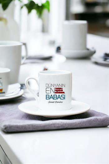 Dünyanın En İyi Babası Beyaz Türk Kahvesi Fincanı
