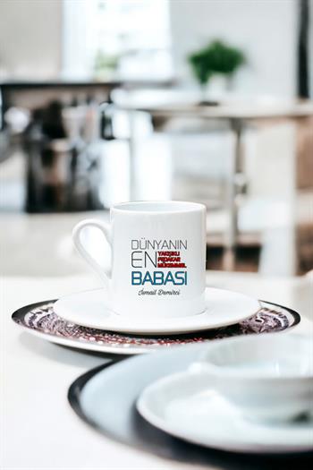 Dünyanın En İyi Babası Beyaz Türk Kahvesi Fincanı