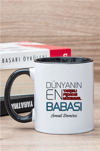 Babaya Hediye Dünyanın En İyi Babası İçi Renkli Kupa Bardak