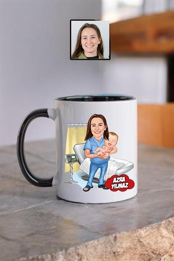Ebeye Hediye Ebe Karikatürlü Kişiye Özel Kupa Bardak