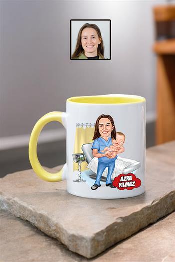 Ebeye Hediye Ebe Karikatürlü Kişiye Özel Kupa Bardak