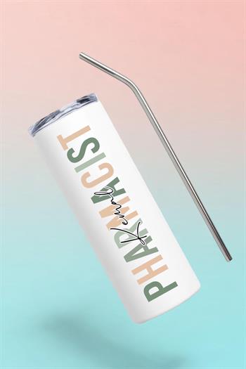 Eczacıya Hediye İsme Özel Çelik Pipetli Termos Bardak