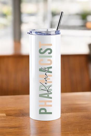 Eczacıya Hediye İsme Özel Çelik Pipetli Termos Bardak