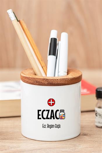 Eczacıya Hediye Seti Ahşap Altlıklı Fincan ve Kalemlik