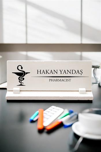 Eczacıya Özel Kişiye Özel Taş Masa İsimliği