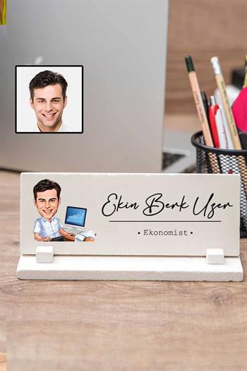 Ekonomistlere Ofis Hediyesi Karikatürlü Masaüstü İsimlik