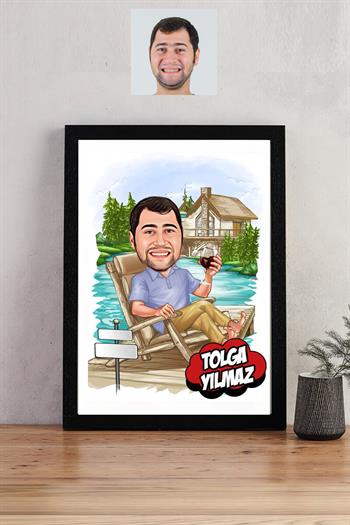 Emeklilik Hediyesi Erkek Karikatürlü Dikdörtgen Çerçeve