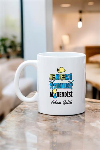 Enerji Sistemleri Mühendisine Hediye Beyaz Kupa Bardak