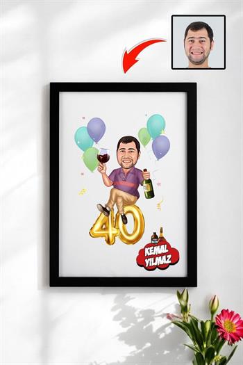 Kocaya Doğum Günü Hediyesi Karikatürlü Çerçeve