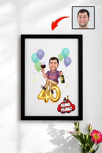 Erkeklere Doğum Günü Hediyesi Karikatürlü Çerçeve