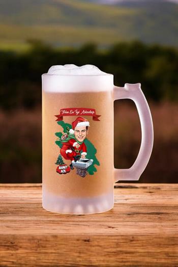 Erkek Arkadaşa Yılbaşı Hediyesi Karikatürlü Bira Bardağı