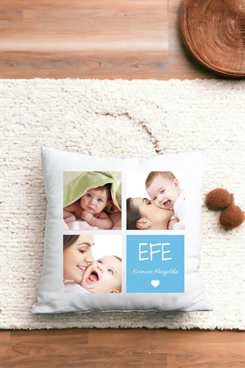 Erkek Bebeğe Hediye Saten Kare Altın Takma Yastığı