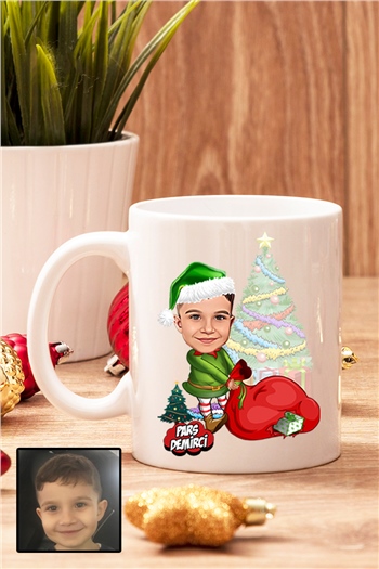 Erkek Çocuğa Yılbaşı Hediyesi Karikatürlü Beyaz Kupa Bardak