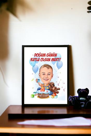 Erkek Çocuklara Doğum Günü Hediyesi Karikatürlü Hediyelik Çerçeve