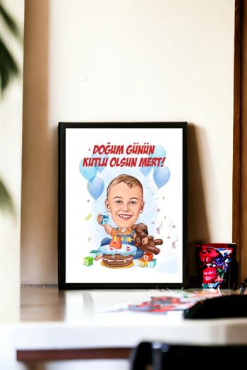 Erkek Çocuklara Doğum Günü Hediyesi Karikatürlü Hediyelik Çerçeve