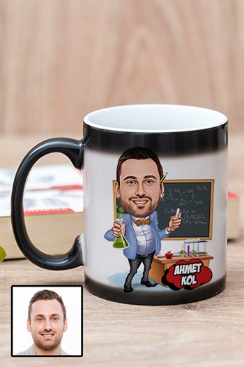 Erkek Kimya Öğretmenine Kişiye Özel Hediye Karikatürlü Sihirli Kupa Bardak