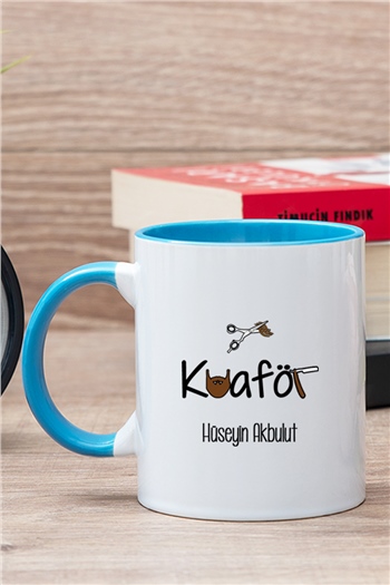 Erkek Kuaförü İçi Renkli Kupa Bardak