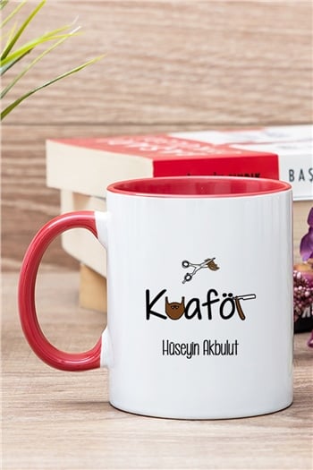 Erkek Kuaförü İçi Renkli Kupa Bardak