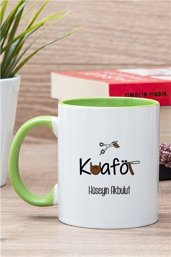 Erkek Kuaförü İçi Renkli Kupa Bardak