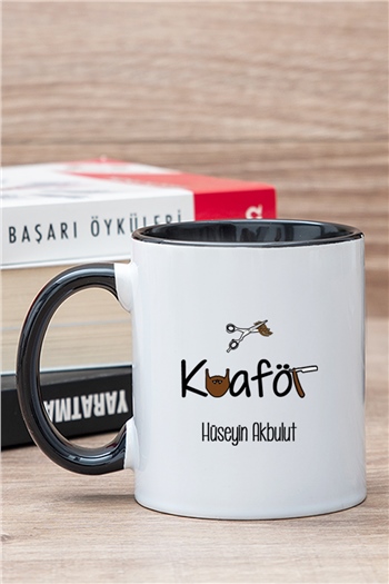 Erkek Kuaförü İçi Renkli Kupa Bardak