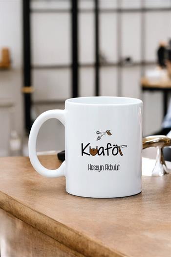 Erkek Kuaförüne Hediye Beyaz Kupa Bardak