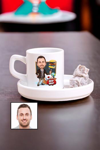Erkek Öğretmene Özel Hediye Karikatürlü Concept Türk Kahvesi Fincanı