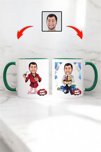 Erkek Patrona Doğum Günü Hediyesi Karikatürlü Kupa Bardak