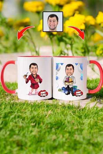 Erkek Patrona Doğum Günü Hediyesi Karikatürlü Kupa Bardak