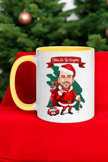 Erkek Sevgiliye Yılbaşı Hediyesi Karikatürlü İçi Renkli Kupa Bardak