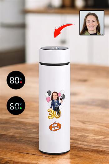 Eşe Doğum Günü Hediyesi Karikatürlü Çelik Termos Bardak