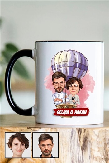 Eğlenceli Yıldönümü Hediyesi Karikatürlü İçi Renkli Kupa Bardak