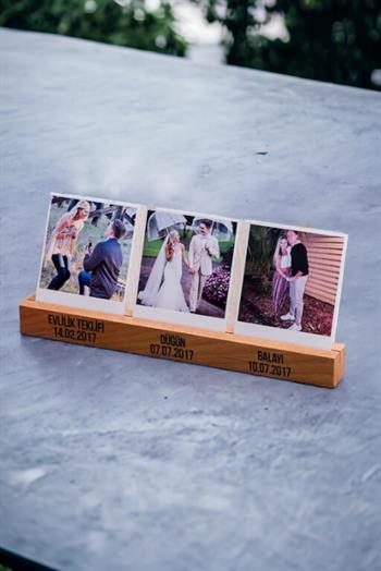 Evli Çiftlere Özel Fotoğraflı Ahşap Stand