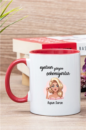 Eyeliner Gibiyim Çekemiyorlar İçi Renkli Kupa Bardak