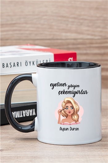 Eyeliner Gibiyim Çekemiyorlar İçi Renkli Kupa Bardak
