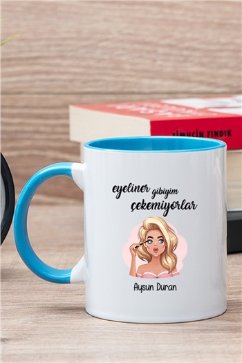 Eyeliner Gibiyim Çekemiyorlar İçi Renkli Kupa Bardak