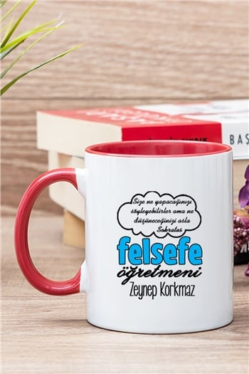 Felsefe Öğretmeni İçi Renkli Kupa Bardak