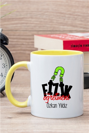 Fizik Öğretmeni İçi Renkli Kupa Bardak