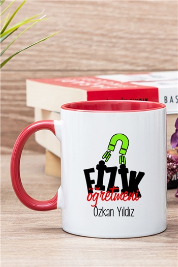 Fizik Öğretmeni İçi Renkli Kupa Bardak