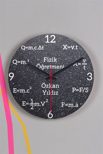 Fizik Temalı Ahşap Duvar Saati