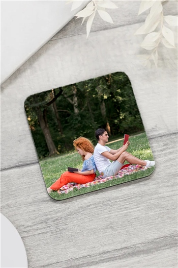 Fotoğraflı Ahşap Bardak Altlığı